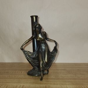Bronze Art Deco-style dancing lady candle holder or Figurine